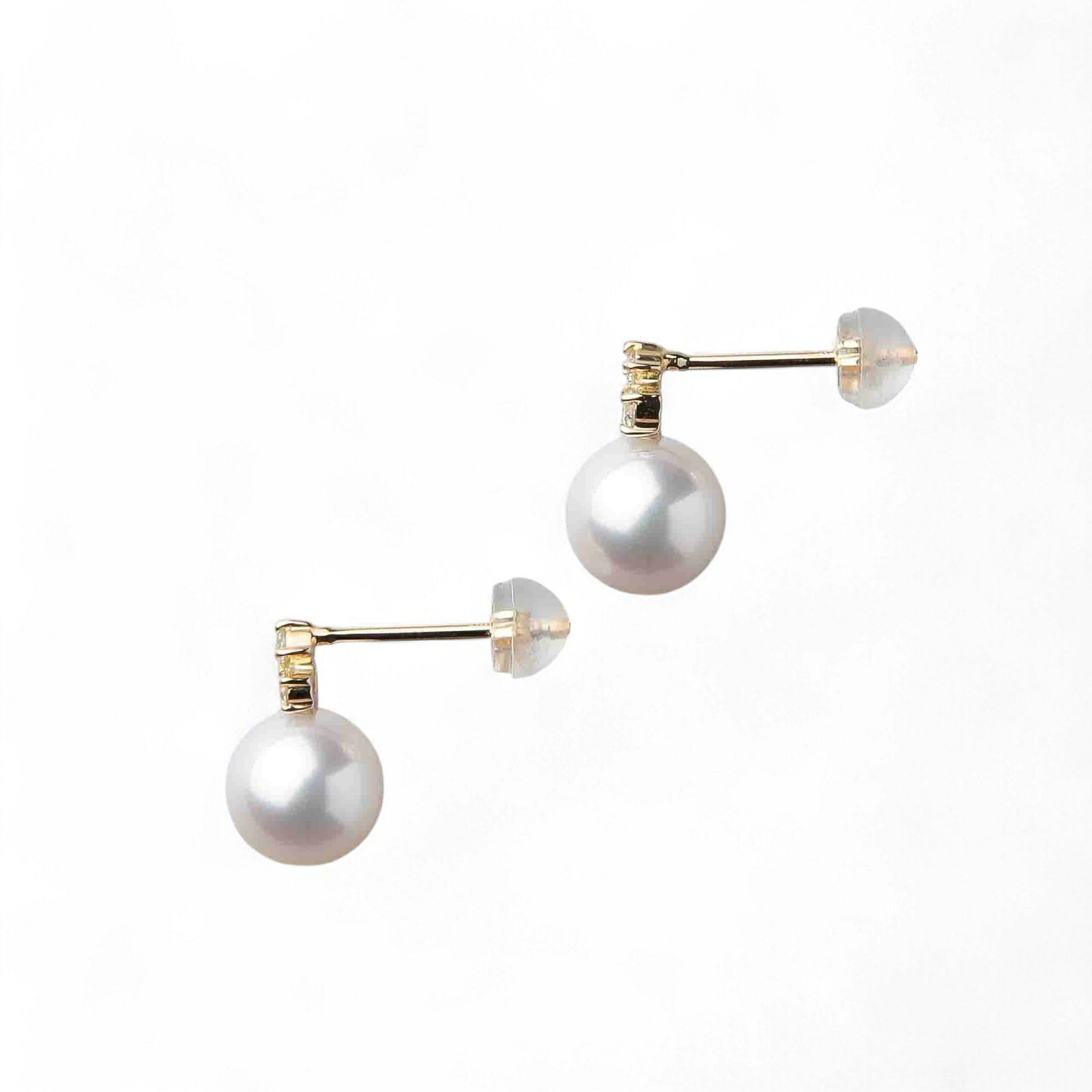 オーロラ花珠真珠 ピアス 8.0-8.5mm K18YG -TOP Quality- [WSP] | 花珠