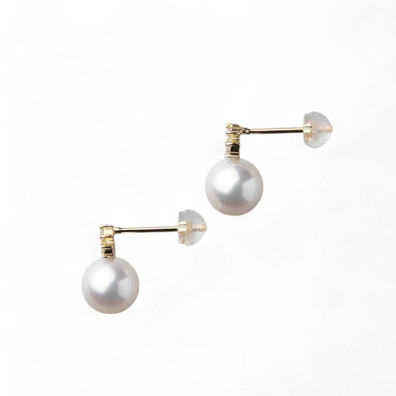 オーロラ花珠真珠 ピアス　8.0-8.5mm K18YG -TOP Quality-