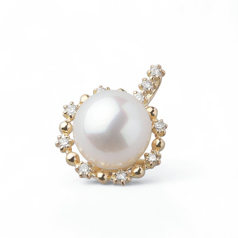 オーロラ花珠真珠 ペンダントトップ　7.5-8.0mm K18YG -Premium-