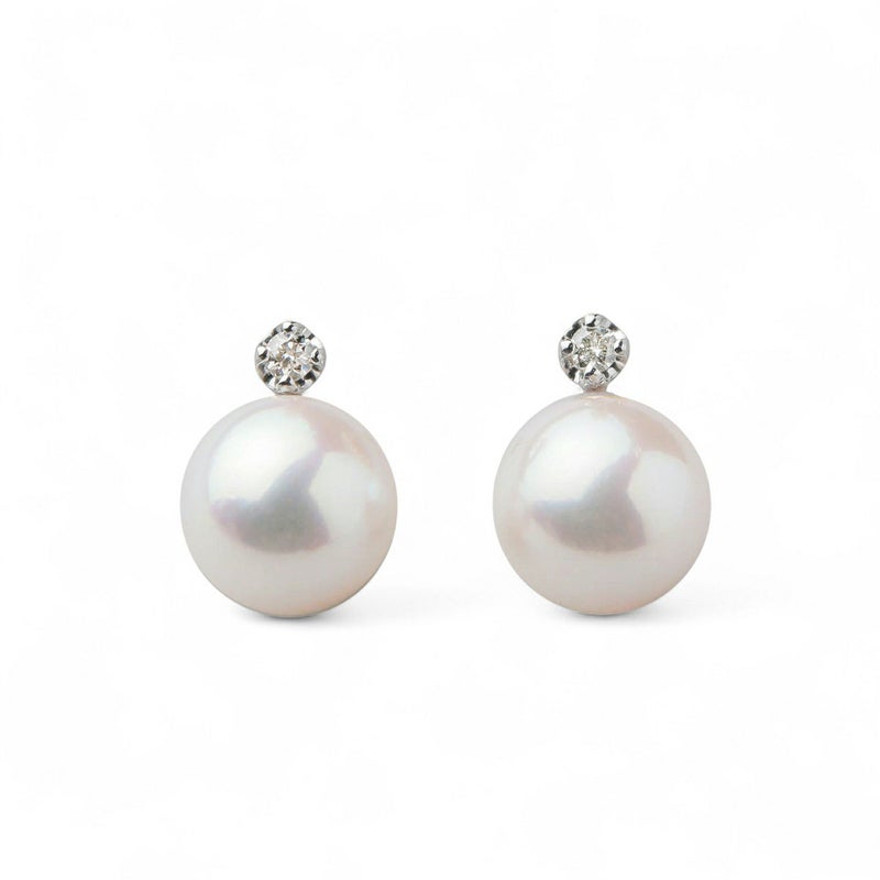 あこや真珠 ピアス8.5-9.0mm K18YG/K18WG