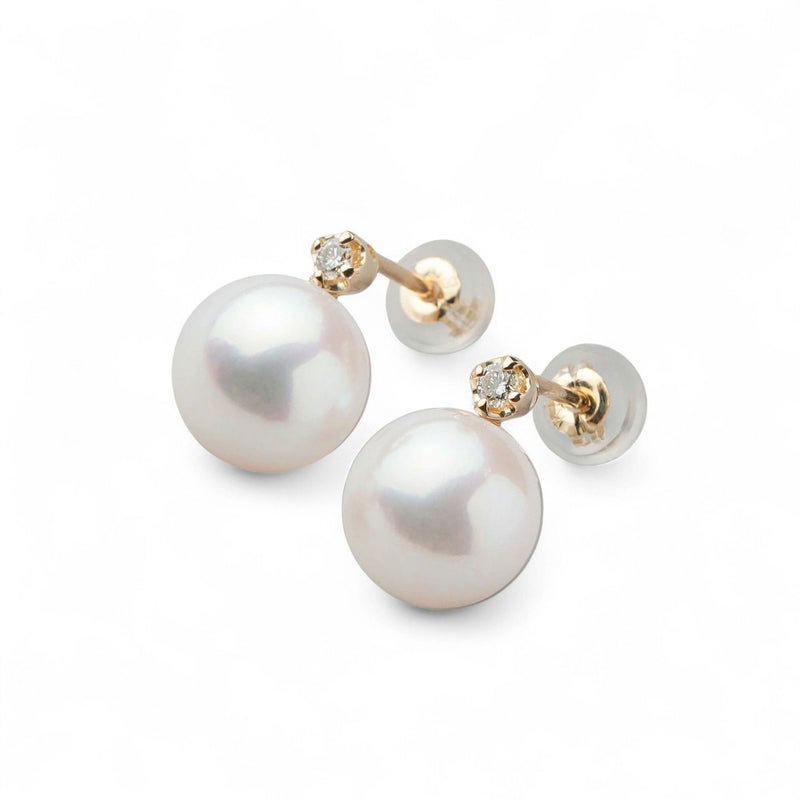 あこや真珠 ピアス8.5-9.0mm K18YG/K18WG