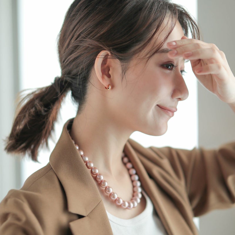淡水真珠 (有核) ネックレス　11-13mm -Mauvette-