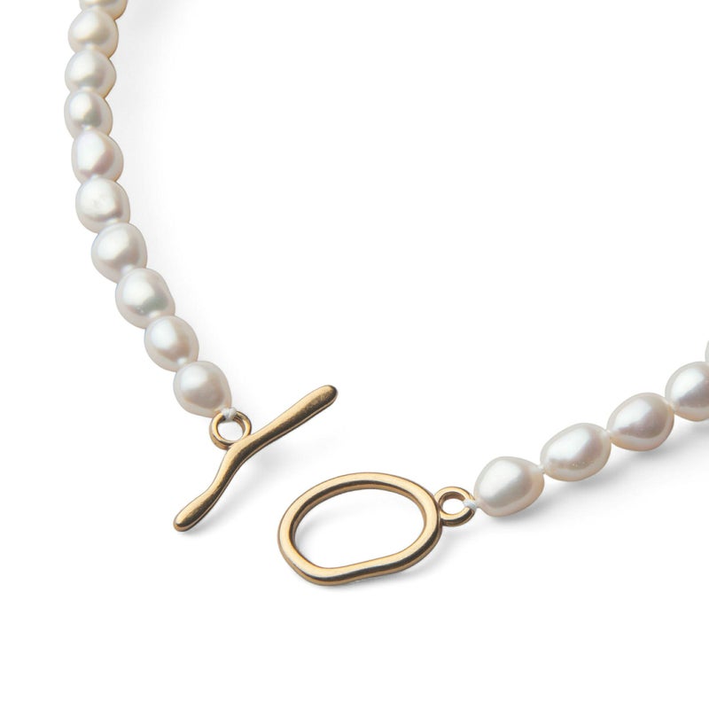 Unique+ 淡水真珠 ロングネックレス　7.0-7.5mm バロック