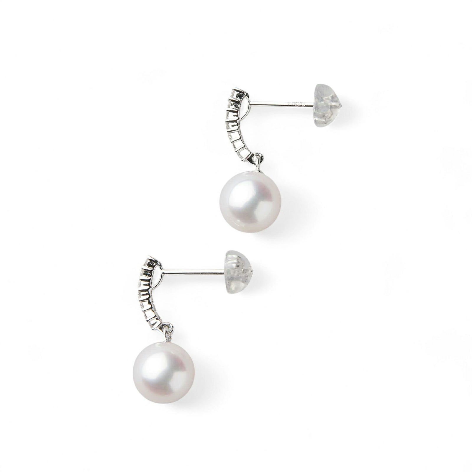 オーロラ花珠真珠 ピアス7.5-8.0mm K18WG -Premium-