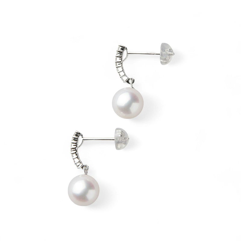 オーロラ花珠真珠 ピアス7.5-8.0mm K18WG -Premium-