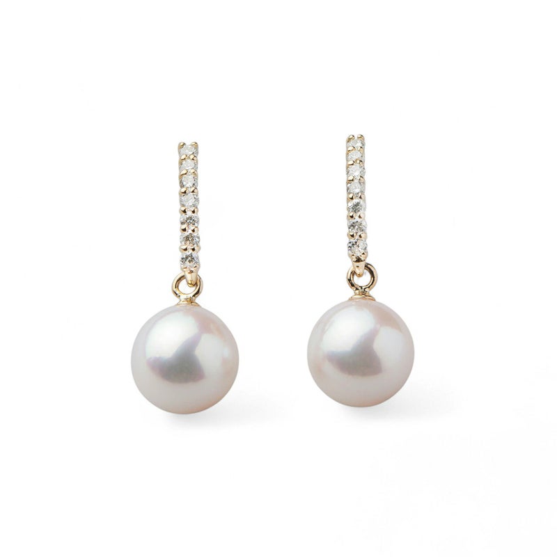 オーロラ花珠真珠 ピアス7.5-8.0mm K18YG -Premium-