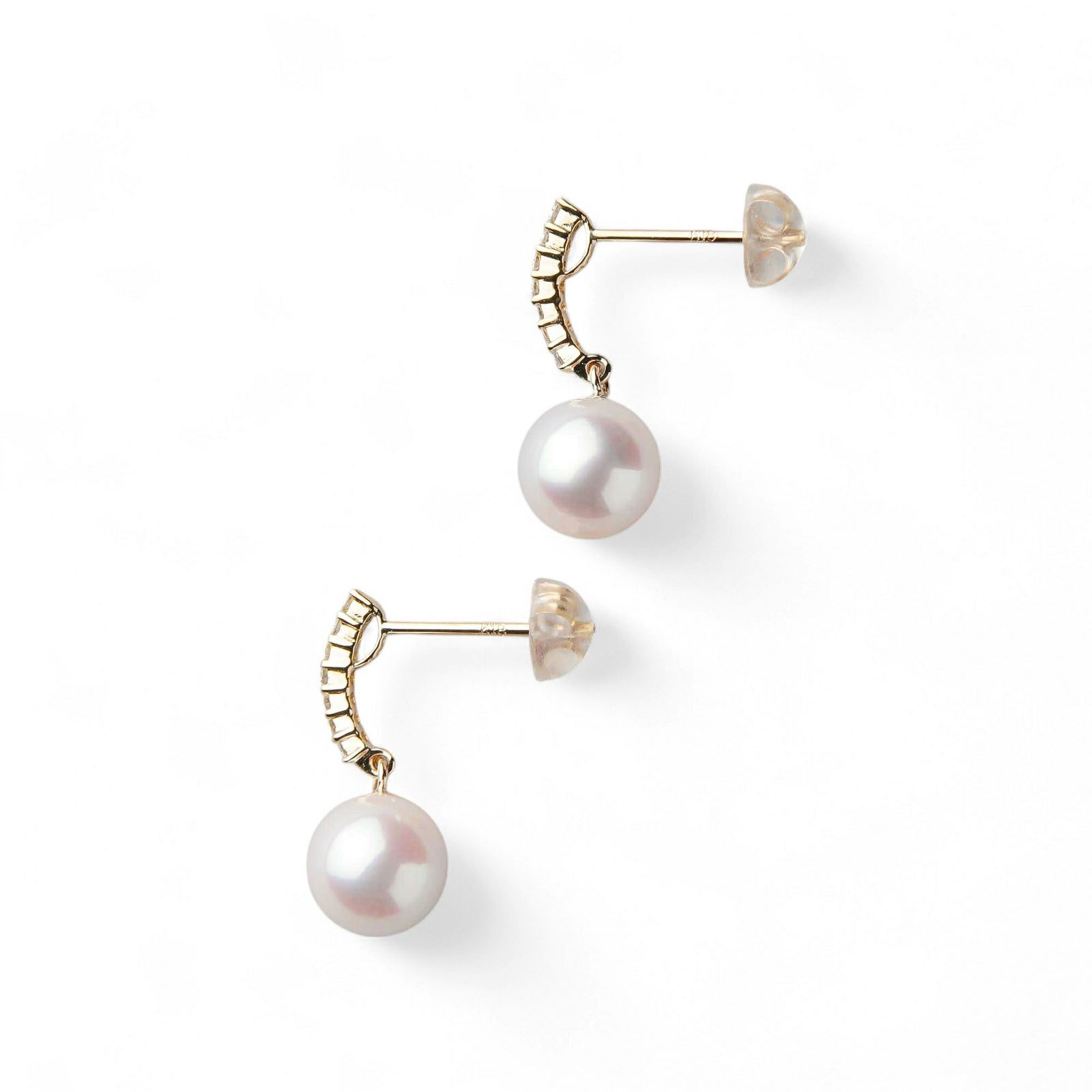 オーロラ花珠真珠 ピアス7.5-8.0mm K18YG -Premium-