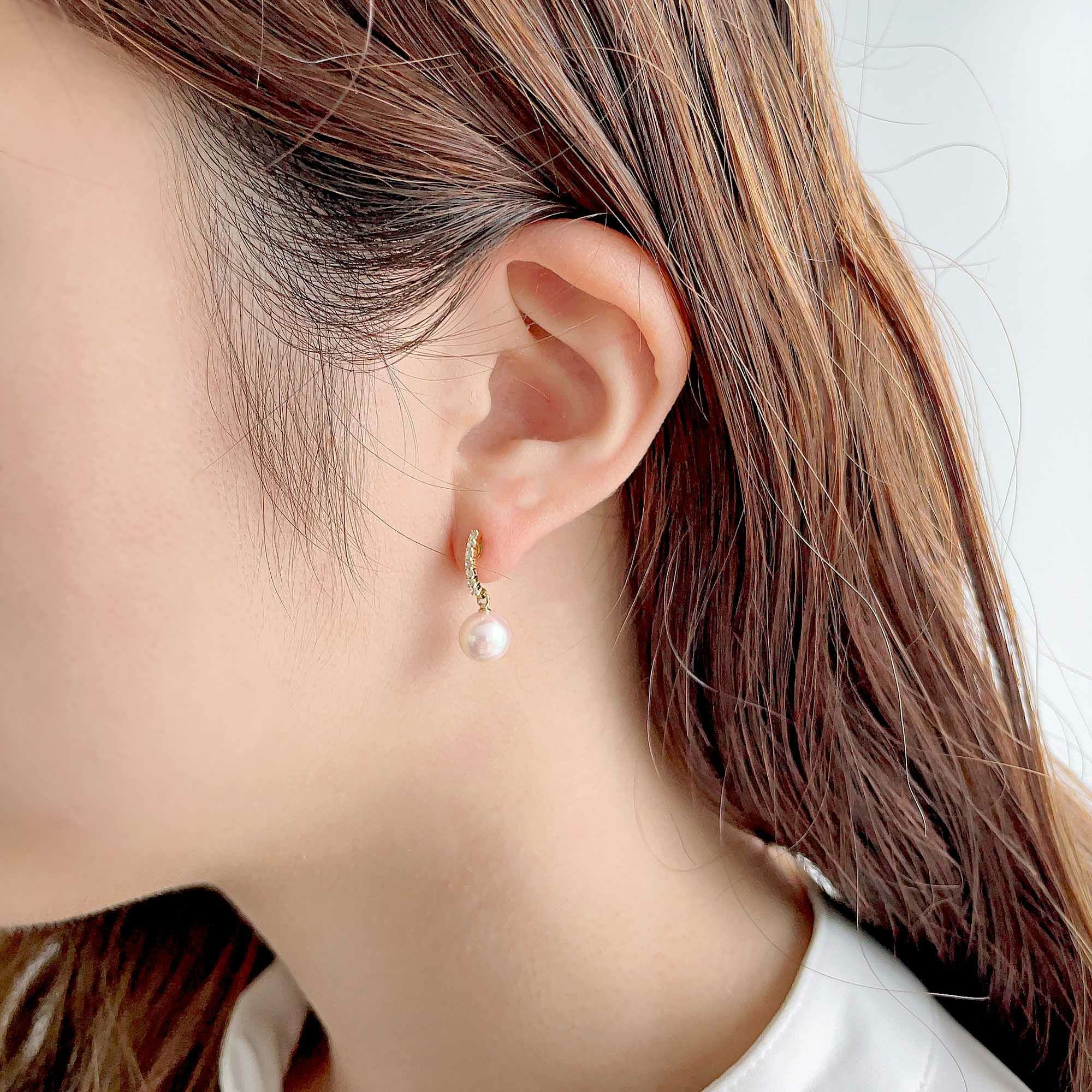 新品未使用。オーロラ花珠真珠。ピアスイアリング加工前付き オーロラ花珠真珠 ピアス7.5-8.0mm K18YG | WSP（ダブルエスピー）公式