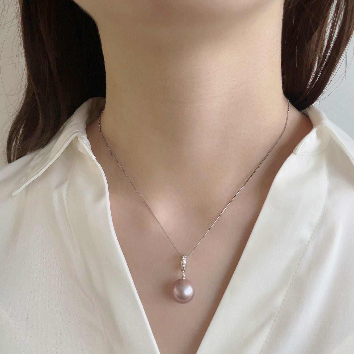 Mauvette 淡水真珠 クリッカー/ペンダントトップ 12mmUP K18WG | 淡水