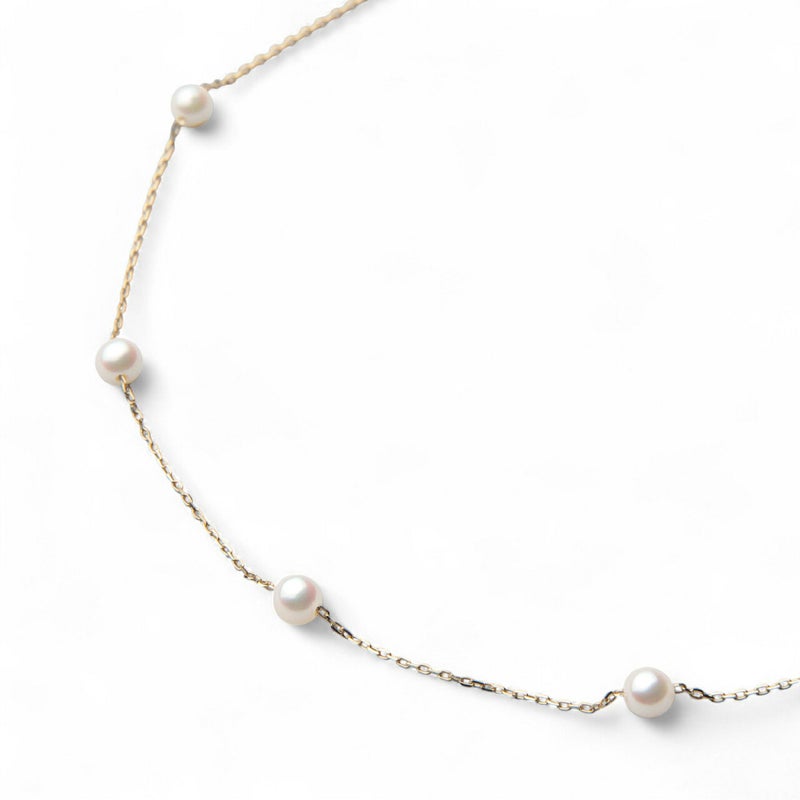 enSTYLE あこや真珠 ステーションネックレス 3.5-4.0mm K18YG