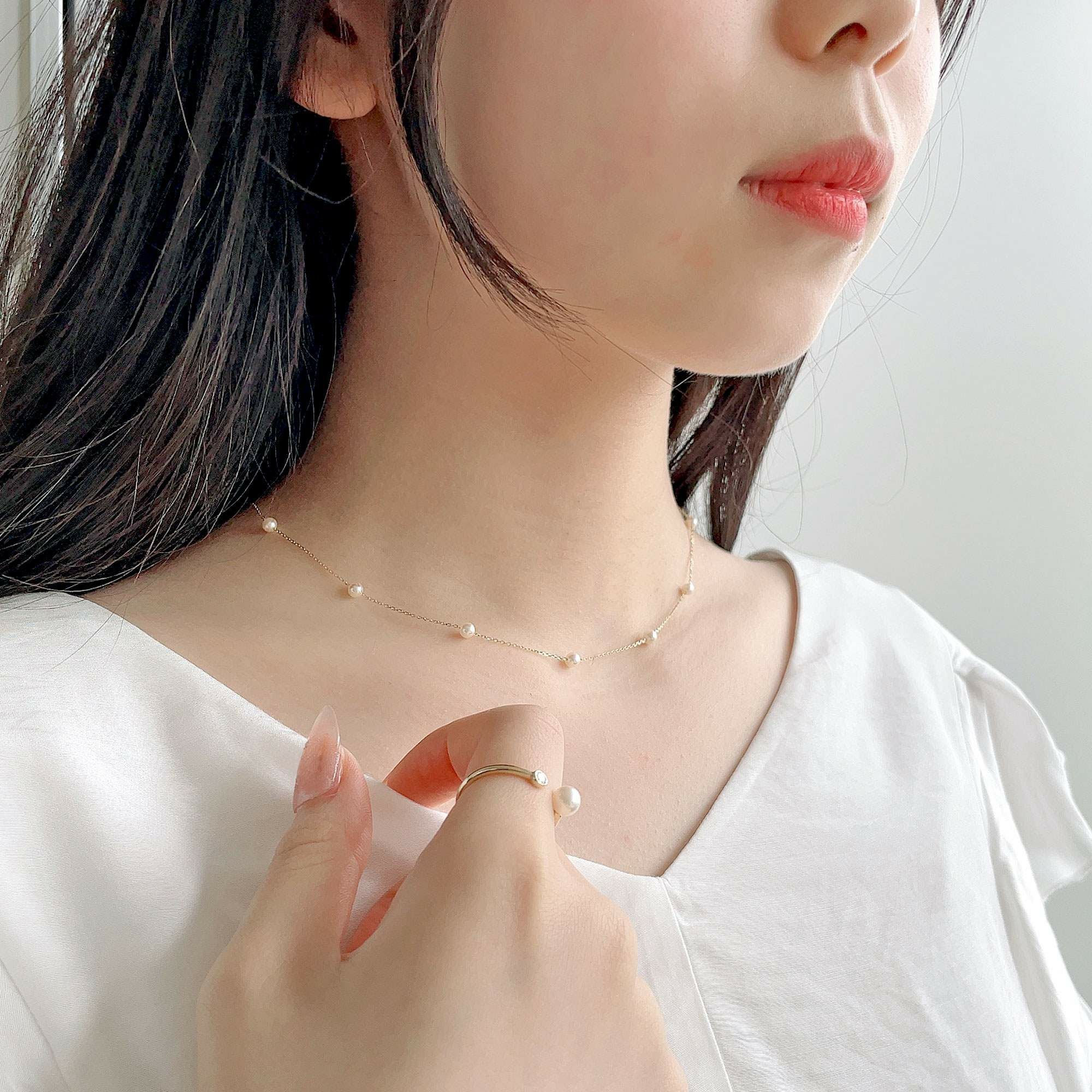 enSTYLE あこや真珠 ステーションネックレス 3.5-4.0mm K18YG | WSP
