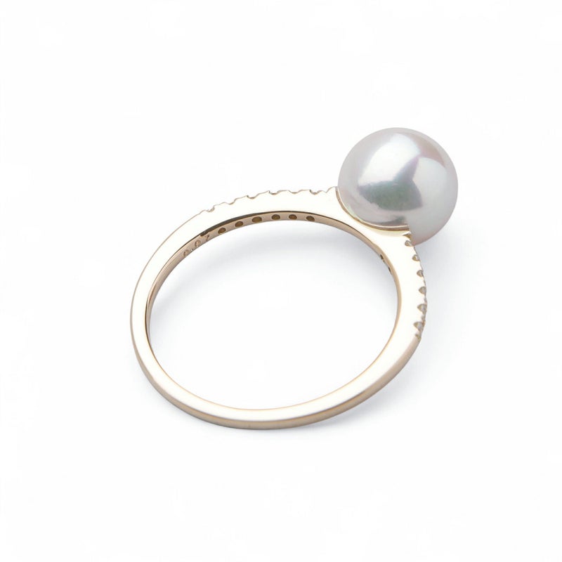 オーロラ花珠真珠 リング8.0-8.5mm K18YG -Premium-