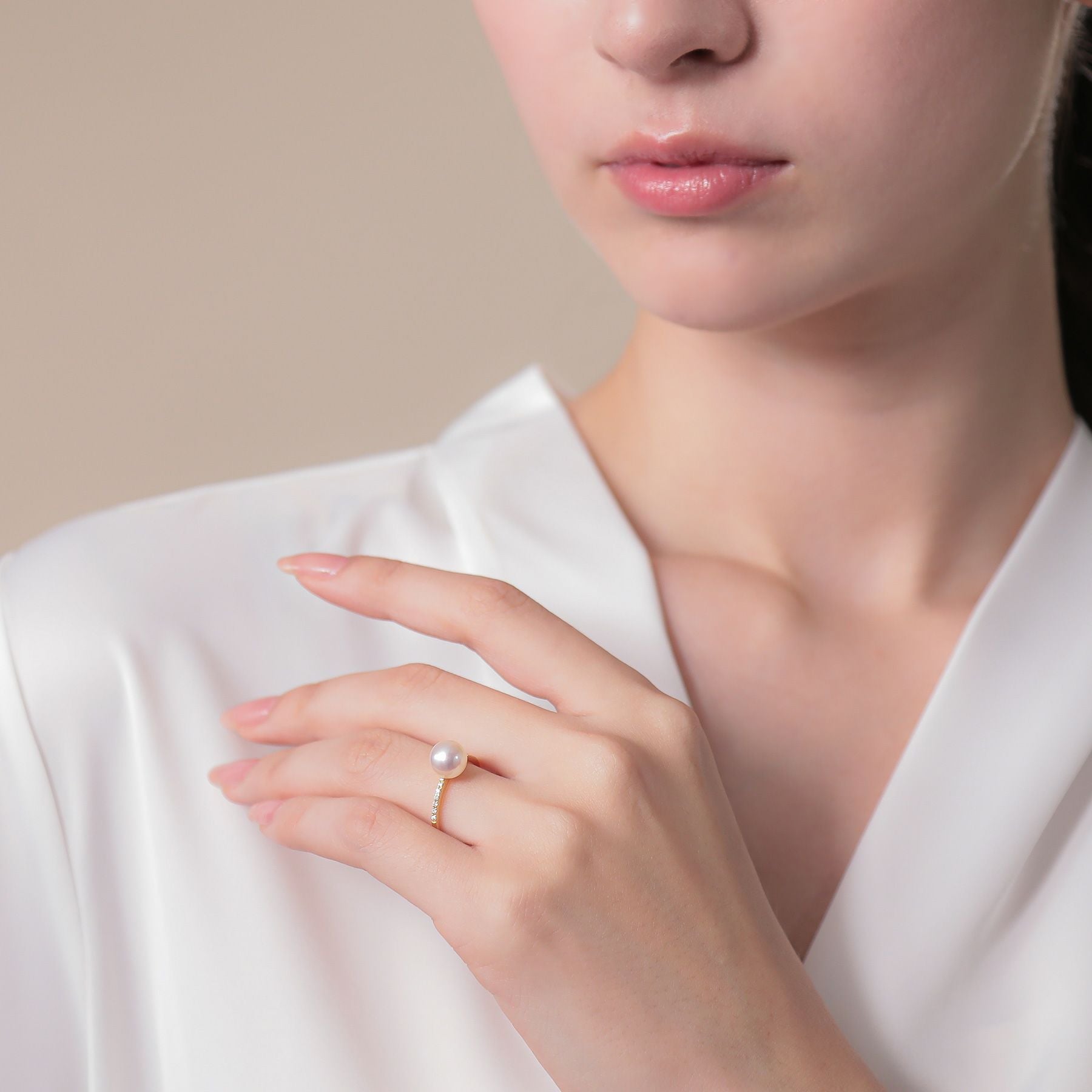 オーロラ花珠真珠 リング8.0-8.5mm K18YG [WSP] | 花珠真珠リング