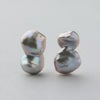 Unique fun! 淡水ケシ真珠 ピアス　11-13mm K18YG バロック