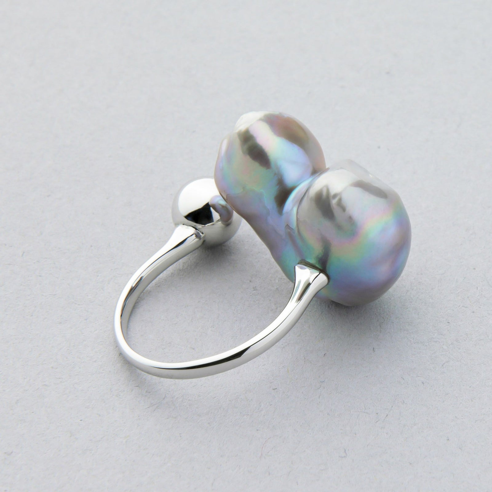 Unique fun! 淡水ケシ真珠 フォークリング　13-14mm K18YG(RH) バロック