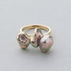 Unique fun! 淡水ケシ真珠 リング　K18YG 10-13mm バロック