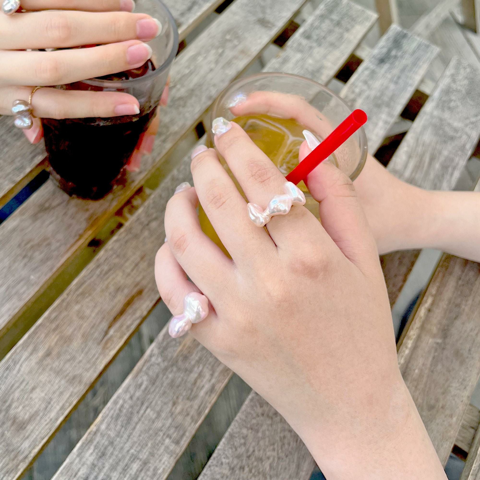 Unique fun! 淡水ケシ真珠 リング K18YG 10-13mm バロック | 淡水真珠