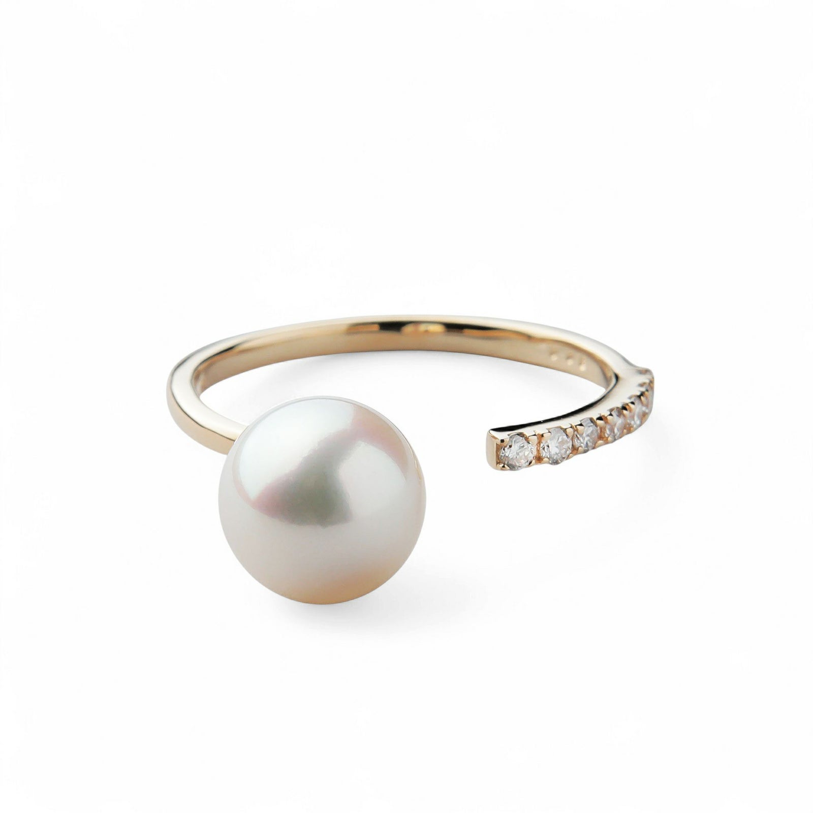 オーロラ花珠真珠 フォークリング　7.5-8.0mm K18YG -Premium-