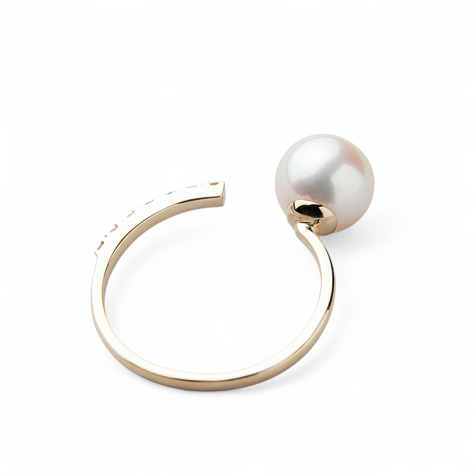 オーロラ花珠真珠 フォークリング　7.5-8.0mm K18YG -Premium-