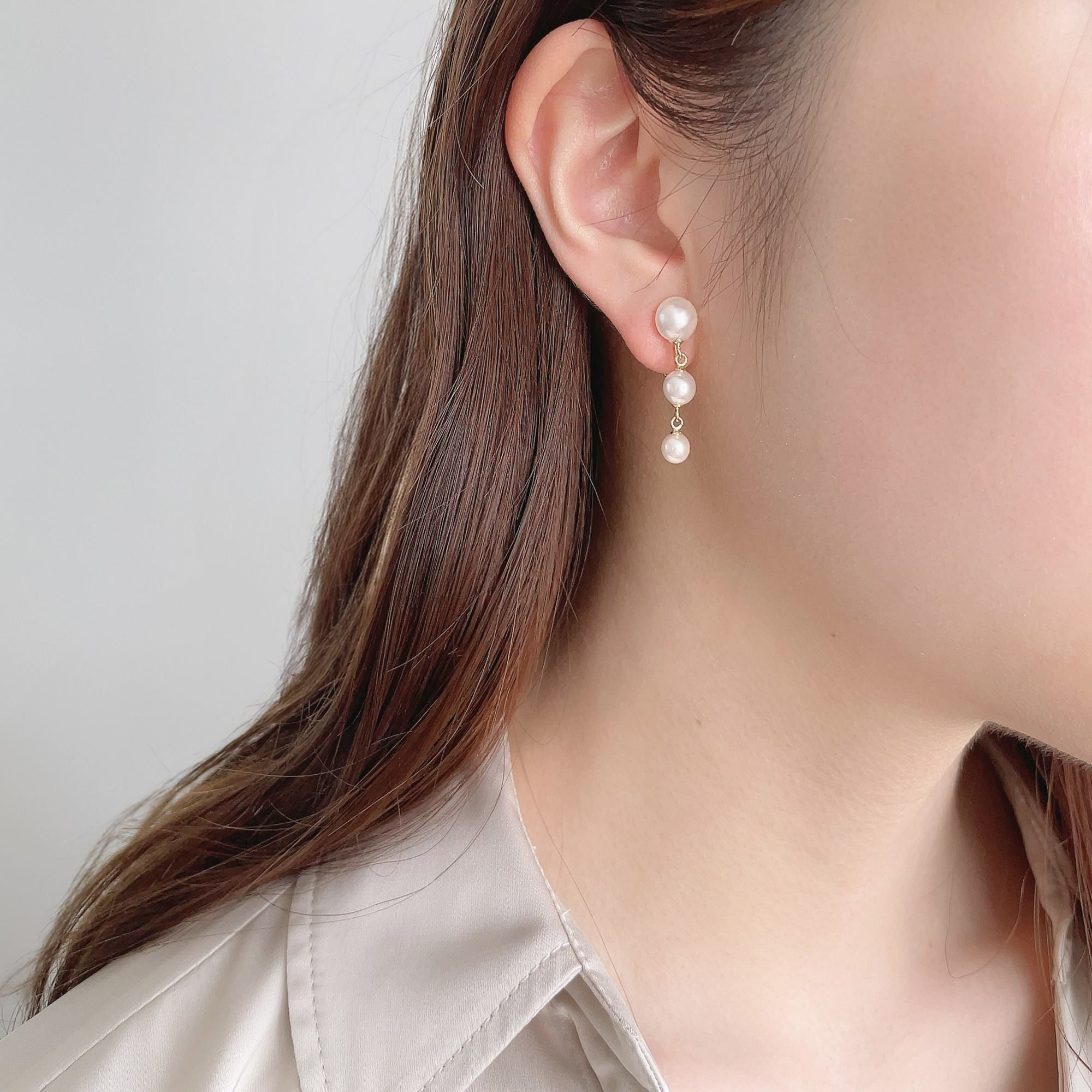 Carina あこや真珠 イヤリング 4.5-7.5mm K18YG/K14WG | WSP（ダブル