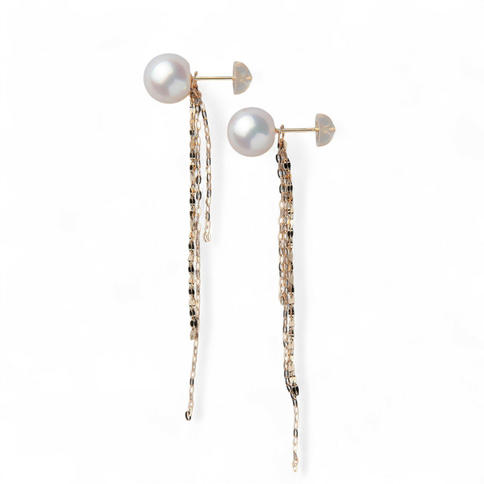 LUXE あこや真珠 ピアス8.5-9.0mm K18 フリンジチャーム付き