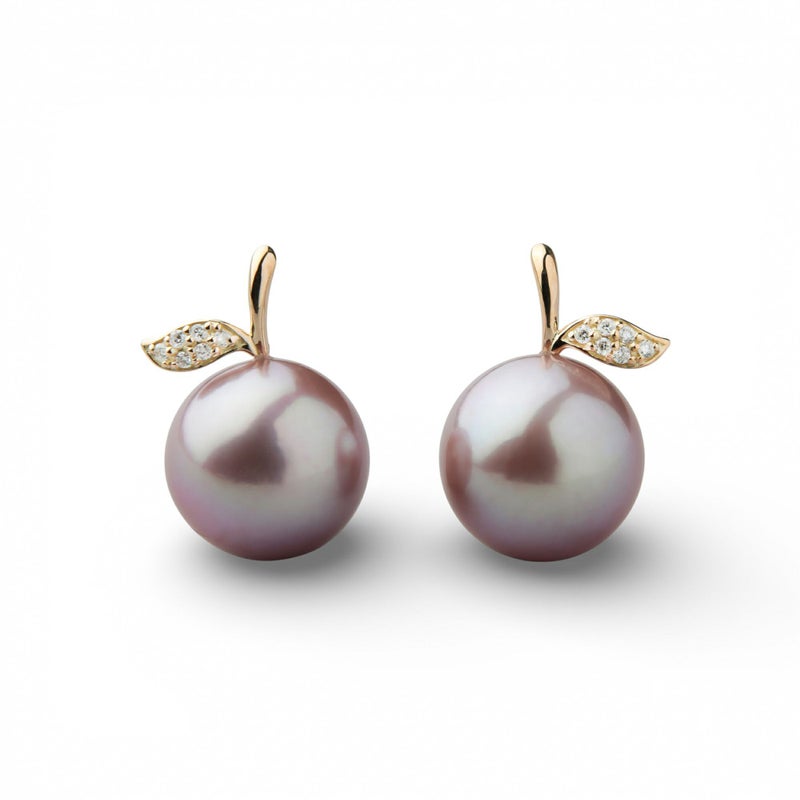 plumberry 淡水真珠 ピアス　11mmUP K18YG リンゴ