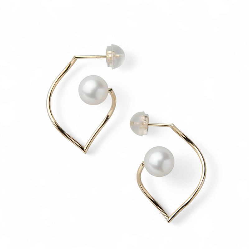  Foglia あこや真珠 ピアス6.0-6.5cm K18YG/K18WG