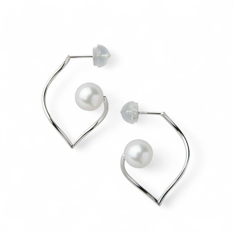  Foglia あこや真珠 ピアス6.0-6.5cm K18YG/K18WG