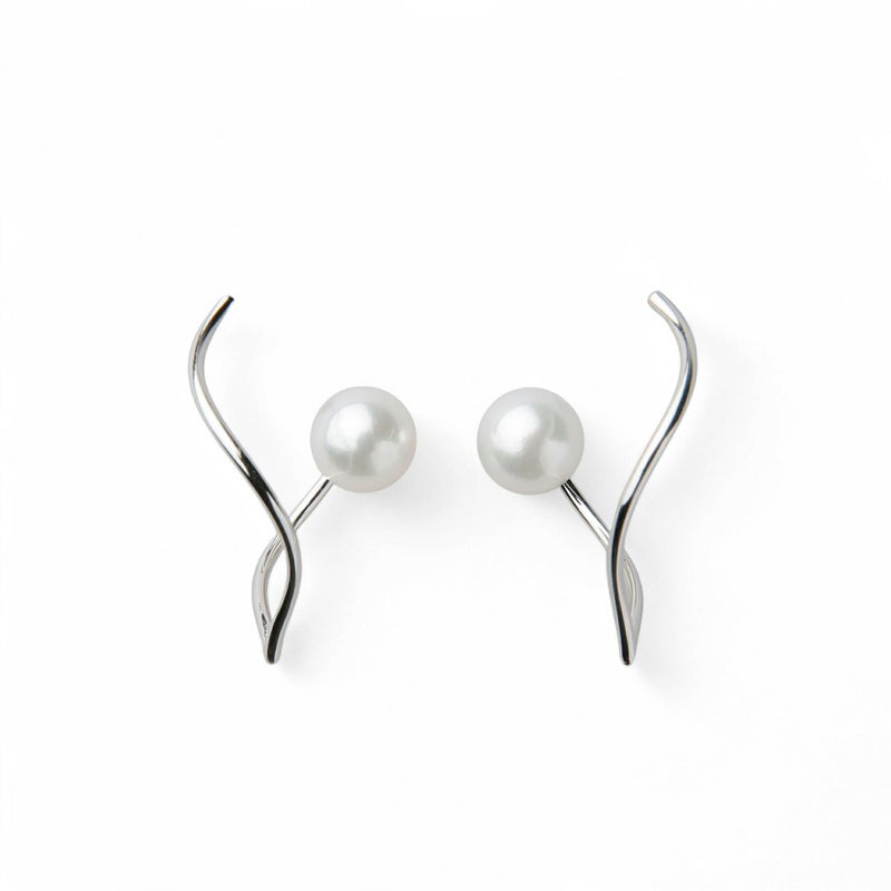  Foglia あこや真珠 ピアス6.0-6.5cm K18YG/K18WG