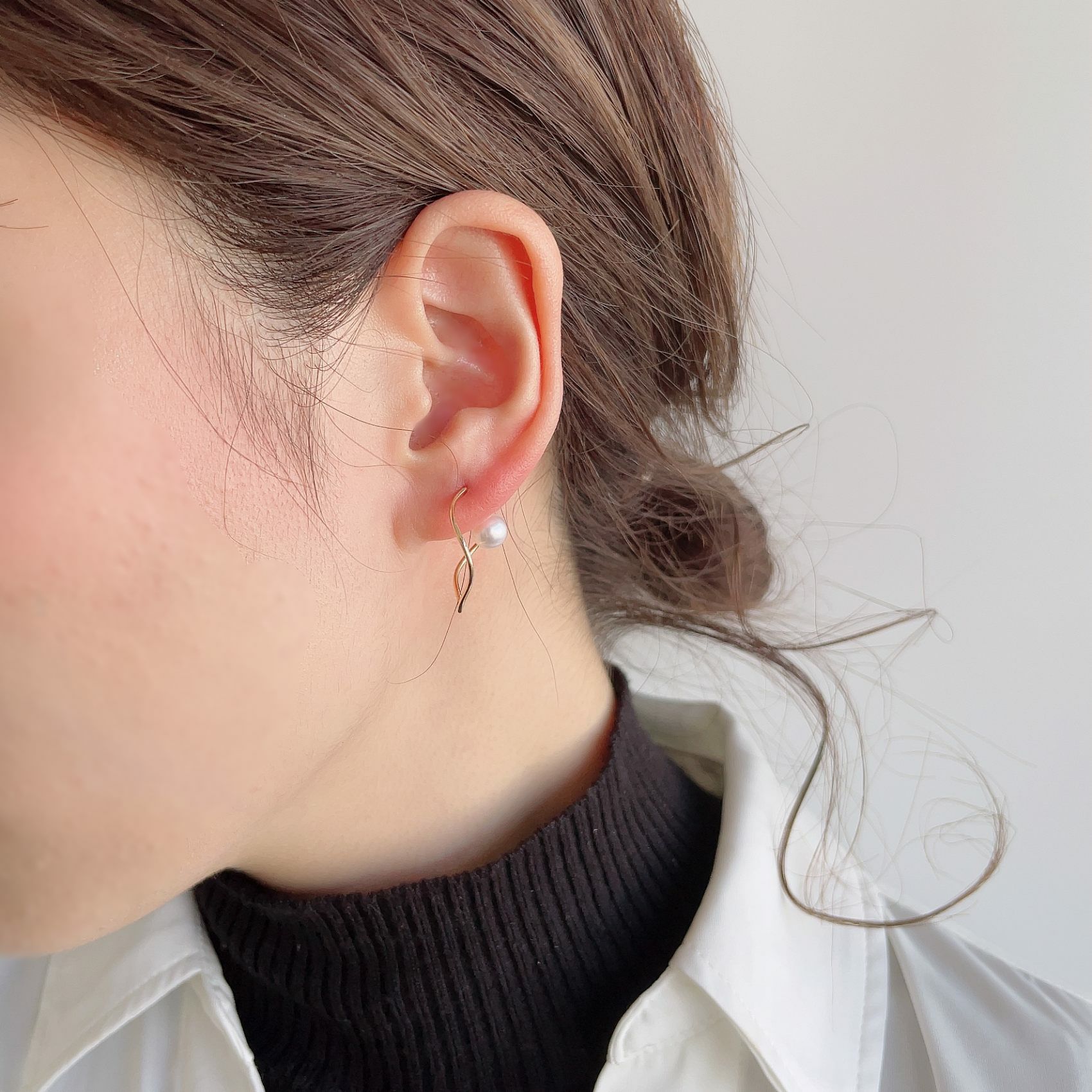 Foglia あこや真珠 ピアス6.0-6.5cm K18YG/K18WG | WSP（ダブル