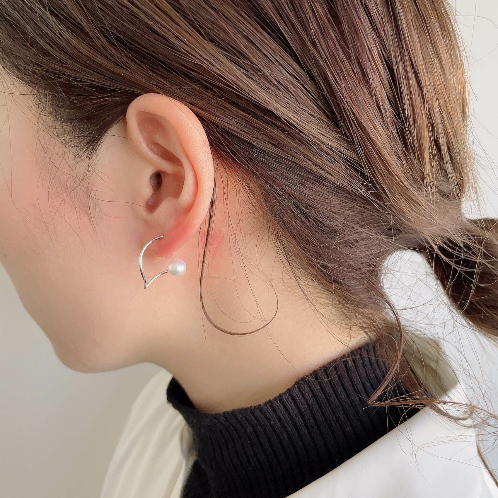 Foglia あこや真珠 ピアス6.0-6.5cm K18YG/K18WG | WSP（ダブル
