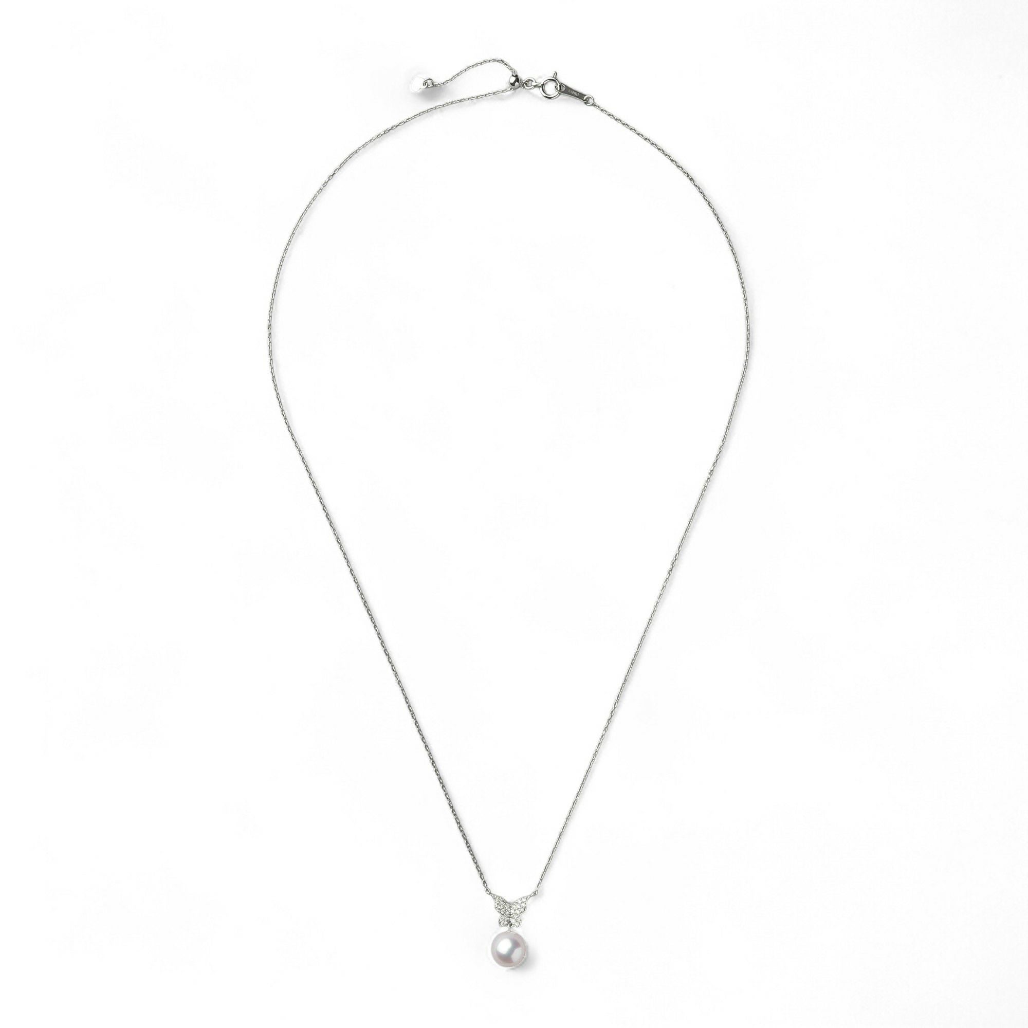 petit amie あこや真珠 蝶 ペンダント 7.5-8.0mm K18WG | あこや真珠