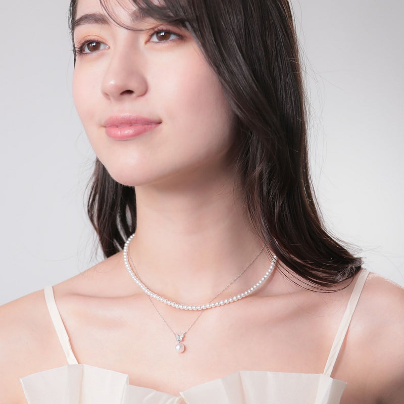 petit amie あこや真珠 蝶 ペンダント　7.5-8.0mm K18WG