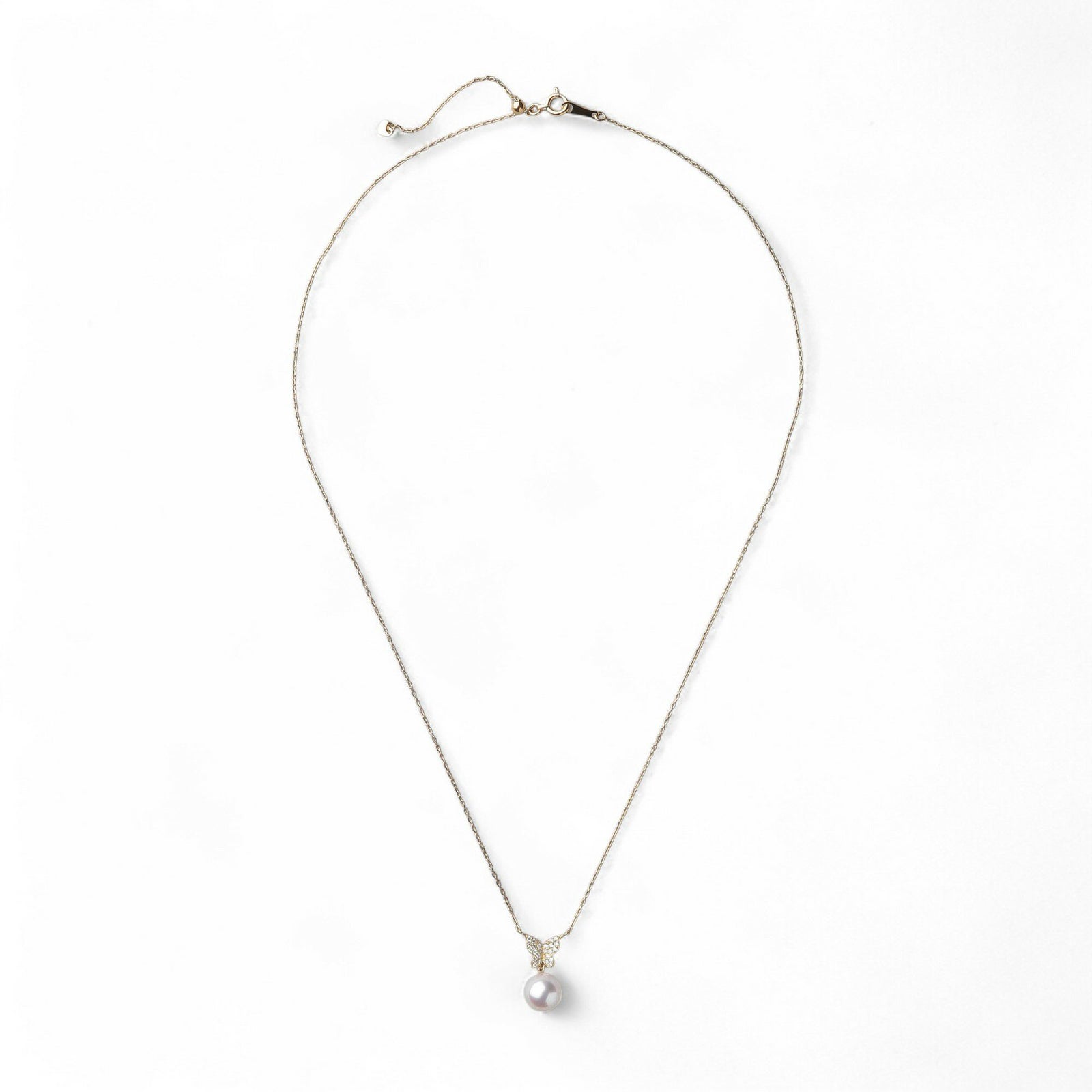 petit amie あこや真珠 蝶 ペンダント　7.5-8.0mm K18YG