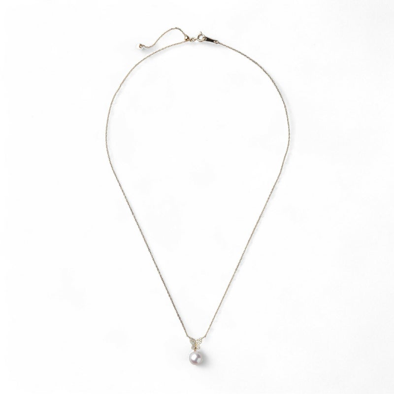 petit amie あこや真珠 蝶 ペンダント　7.5-8.0mm K18YG