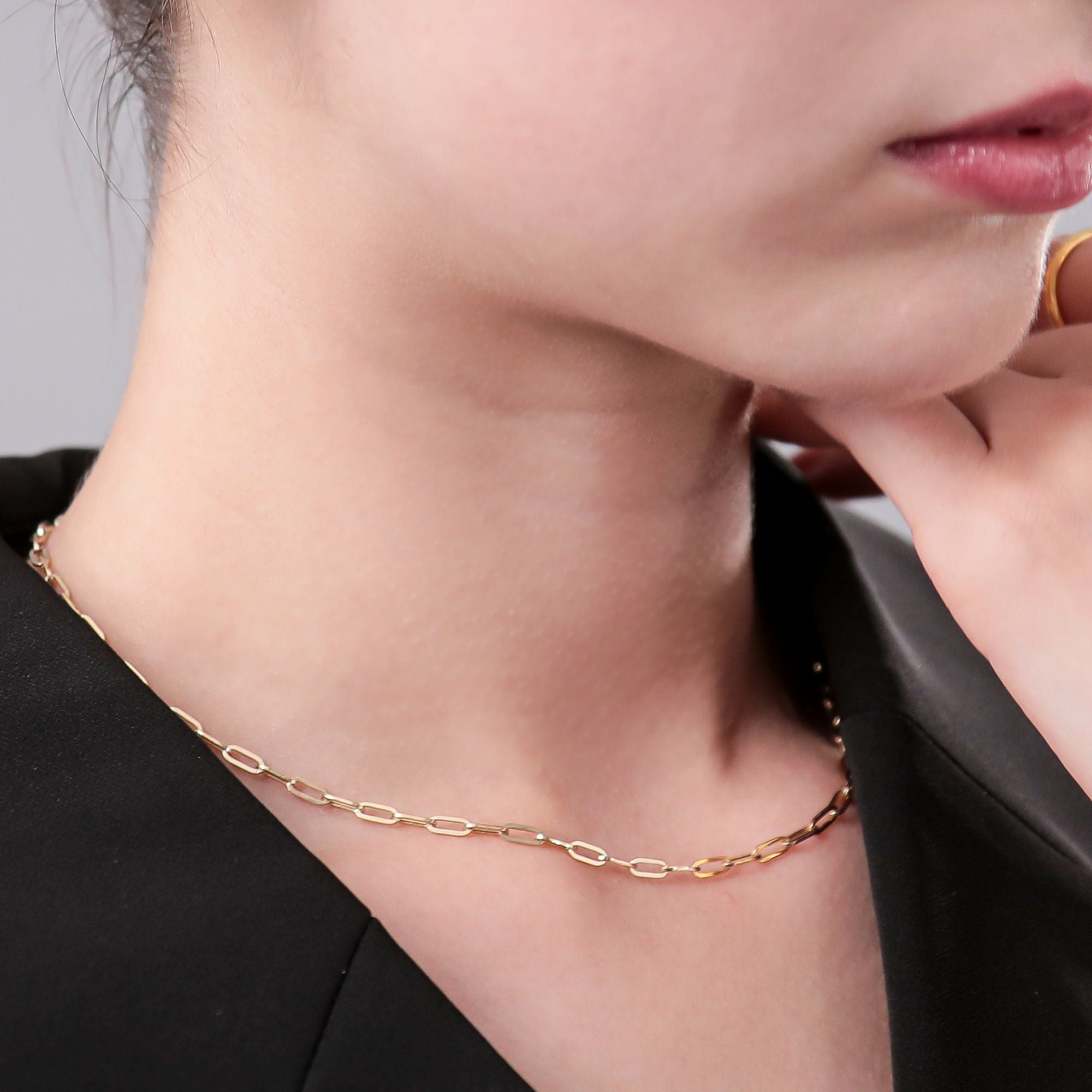 lien ペーパークリップチェーン40cm/2.7mm K18YG 中空 | チェーン・金具