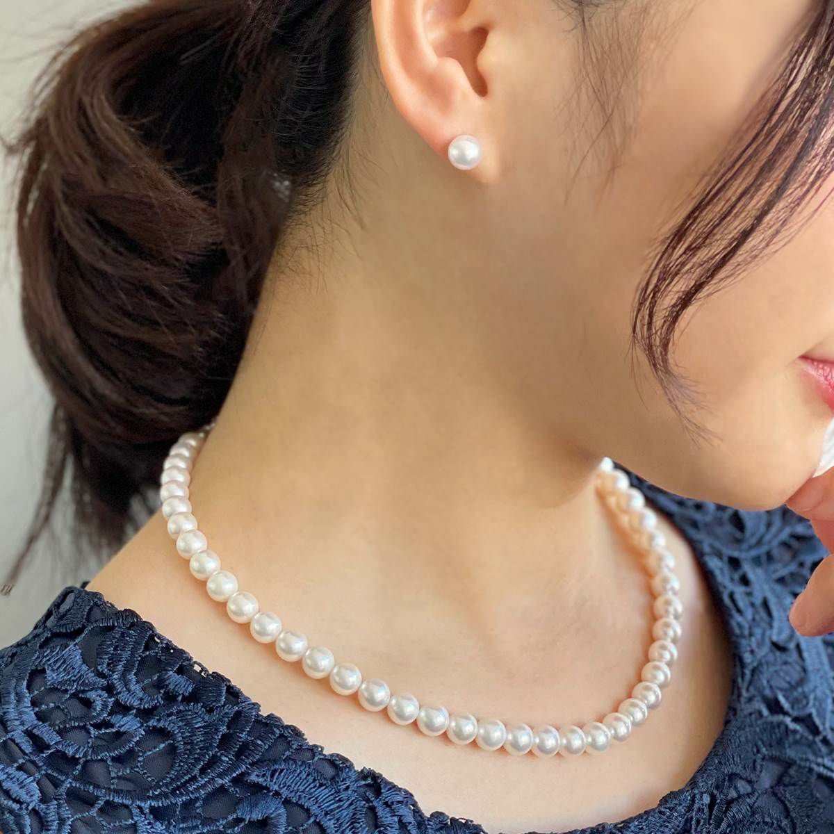 無調色 あこや真珠 ネックレスセット 7.5-8.0mm -準花珠- | 7.0-8.0mm