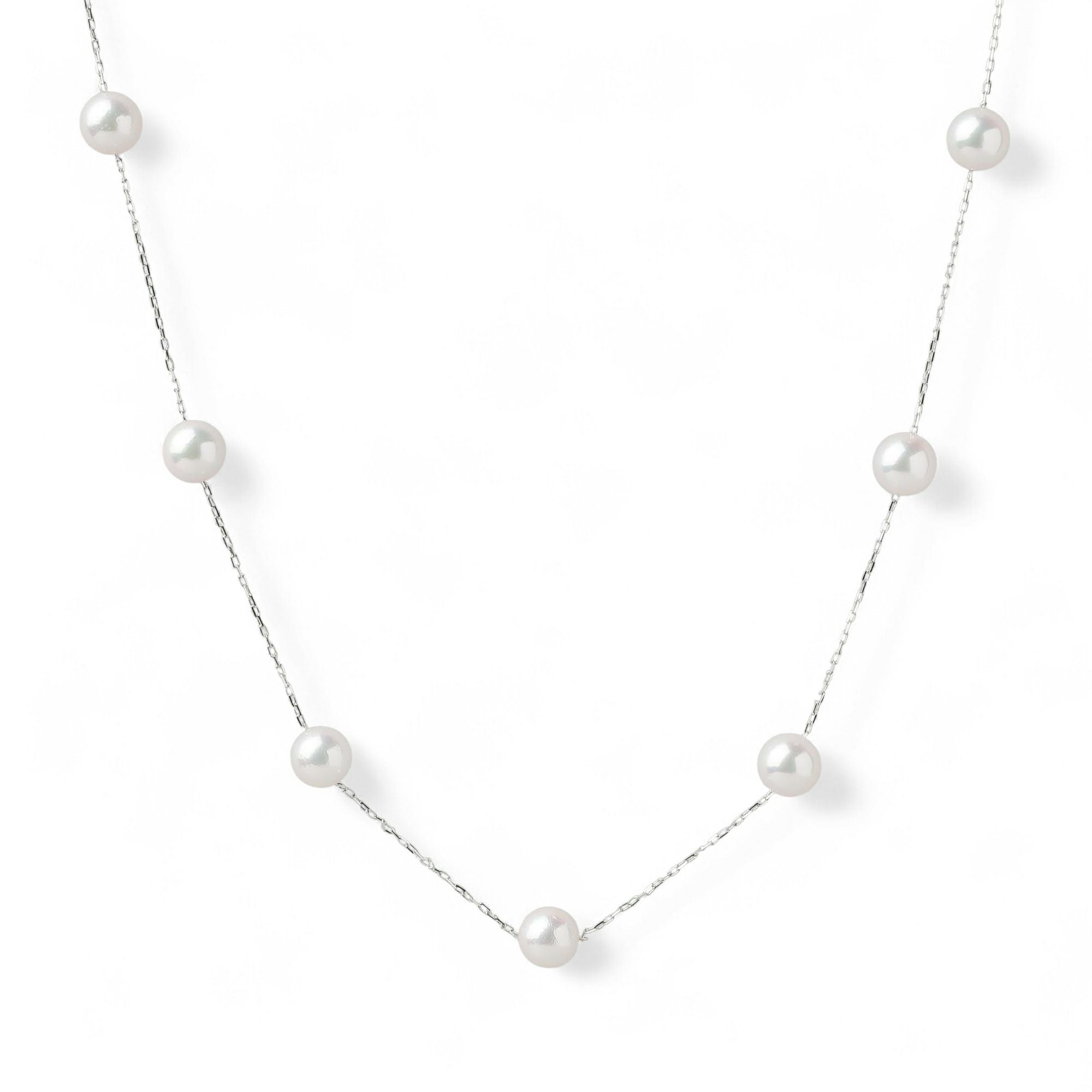 あこや真珠 ステーションネックレス 6.5-7.0mm K18WG | あこや真珠