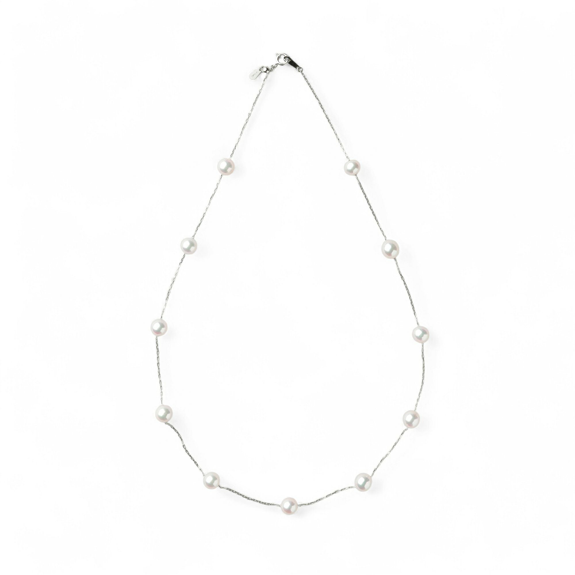 あこや真珠 ステーションネックレス 6.5-7.0mm K18WG | あこや真珠