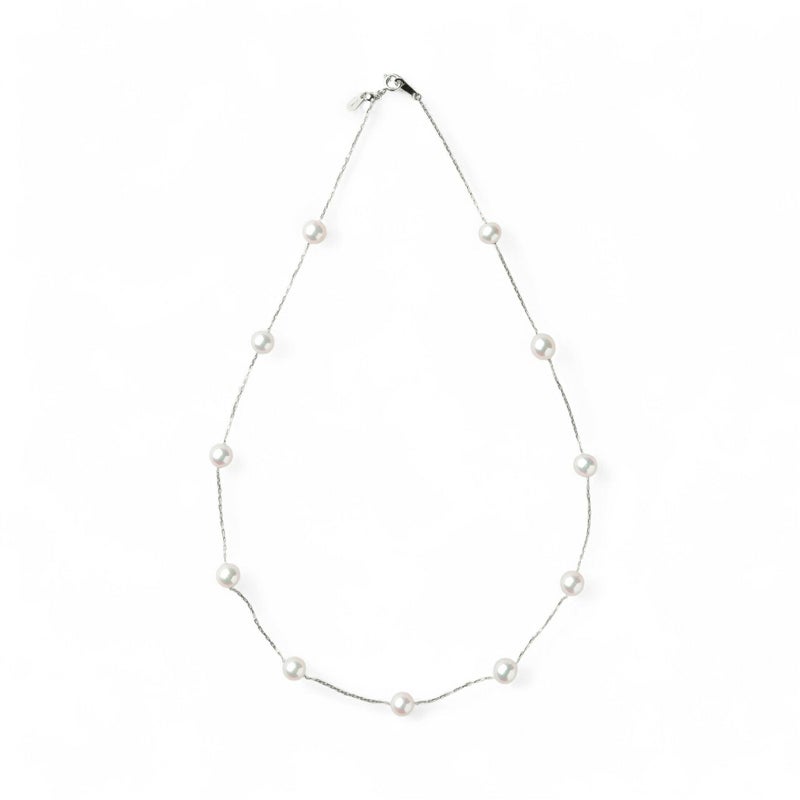 あこや真珠 ステーションペンダント　6.5-7.0mm K18WG