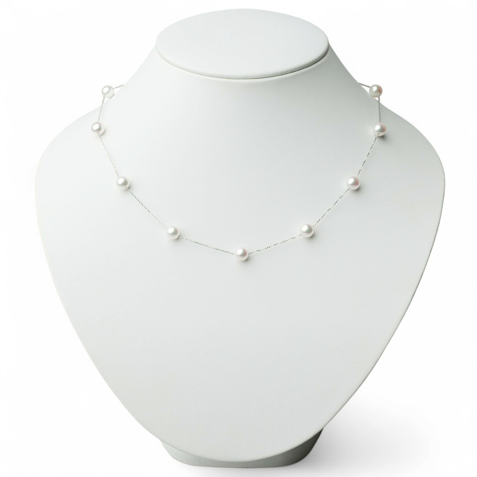 あこや真珠 ステーションネックレス 6.5-7.0mm K18WG | あこや真珠