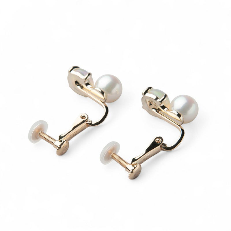 あこや真珠×オパール イヤリング　5.5-6.0mm/6mmUP K10YG