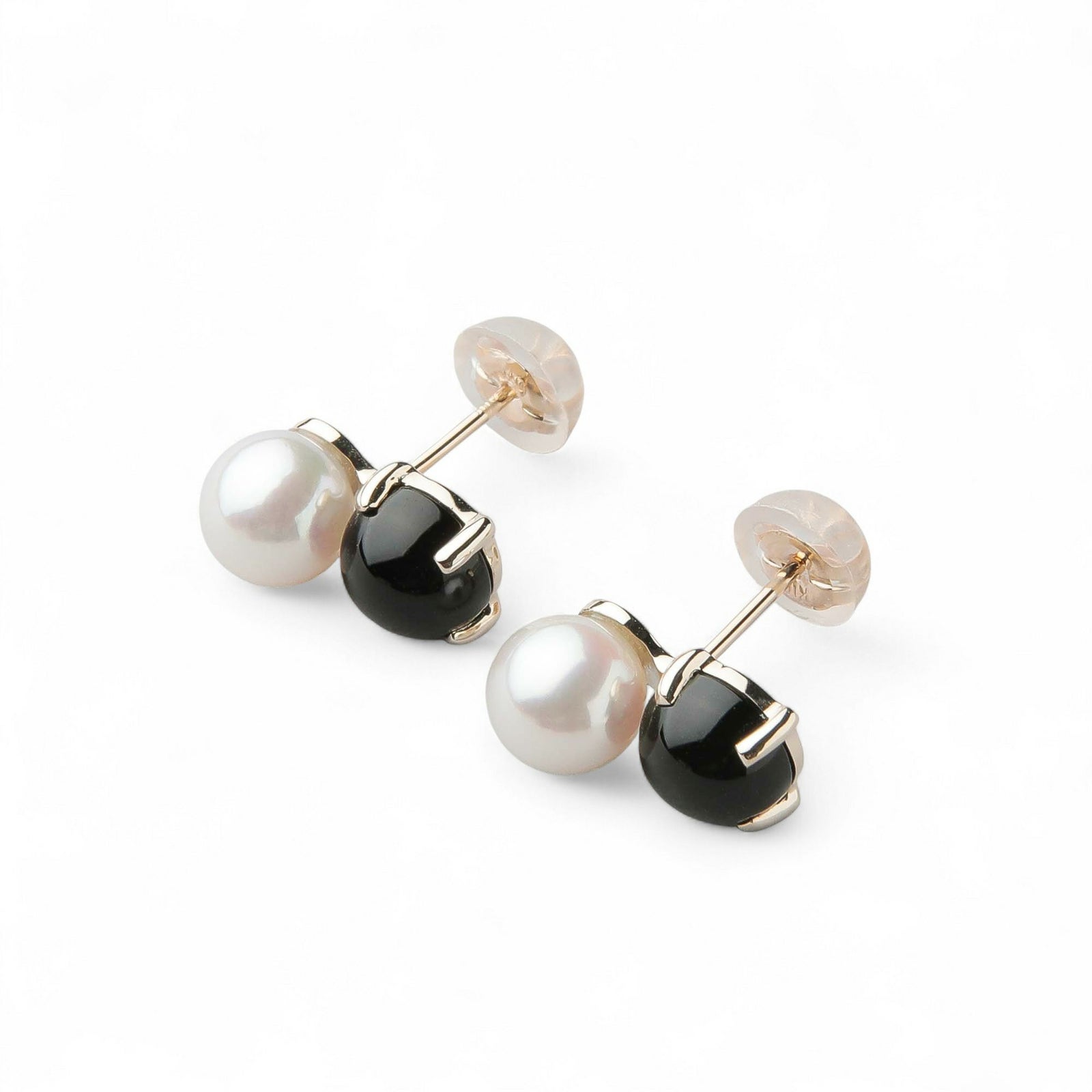 あこや真珠×オニキス ピアス5.5-6.0mm/6mmUP K10YG