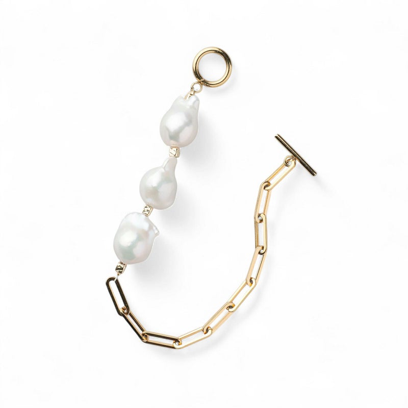 Unique+ 淡水真珠 ブレスレット　11-13mm SUS316L GP オイスターバロック