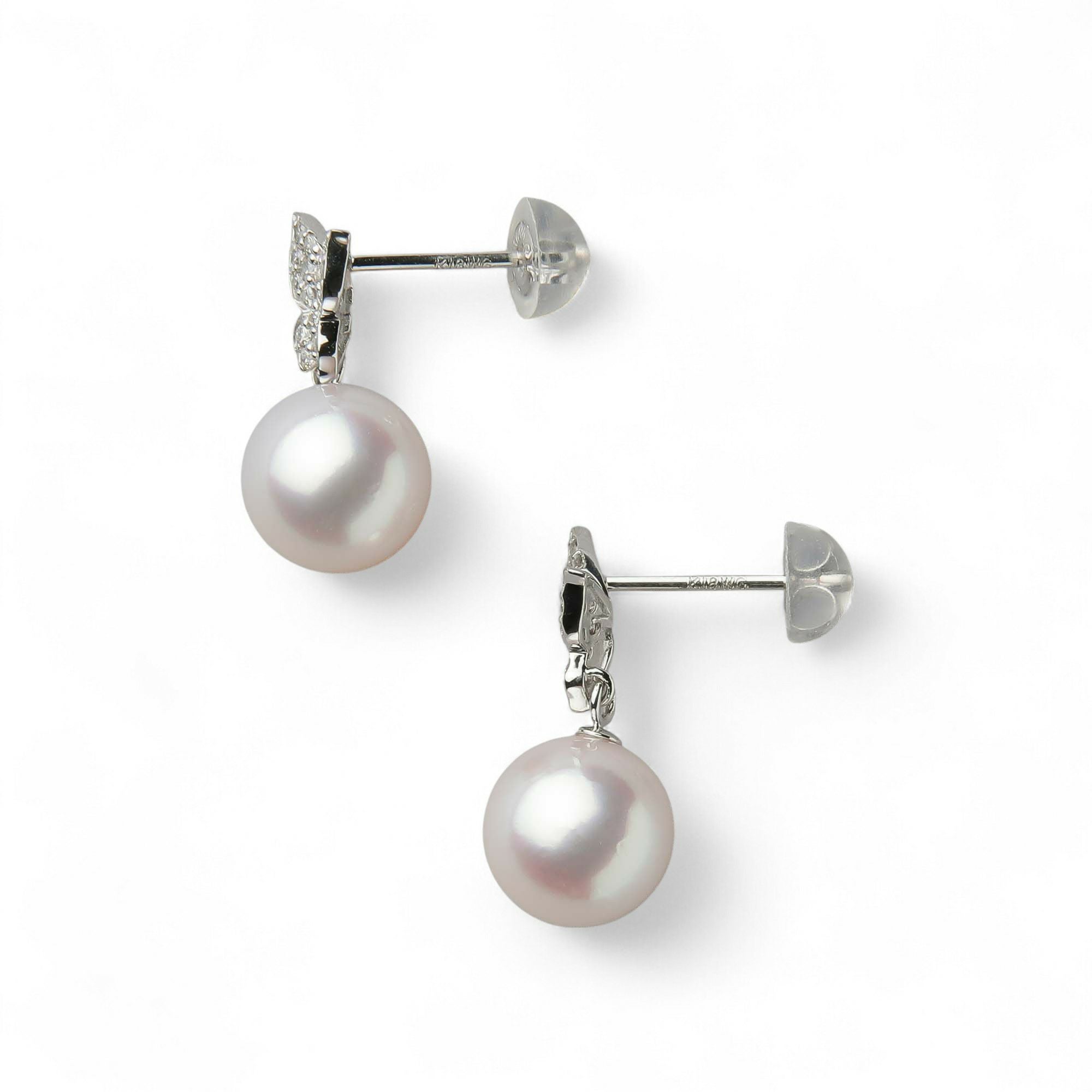 petit amie あこや真珠 蝶 ピアス 7.5-8.0mm K18WG | WSP（ダブル