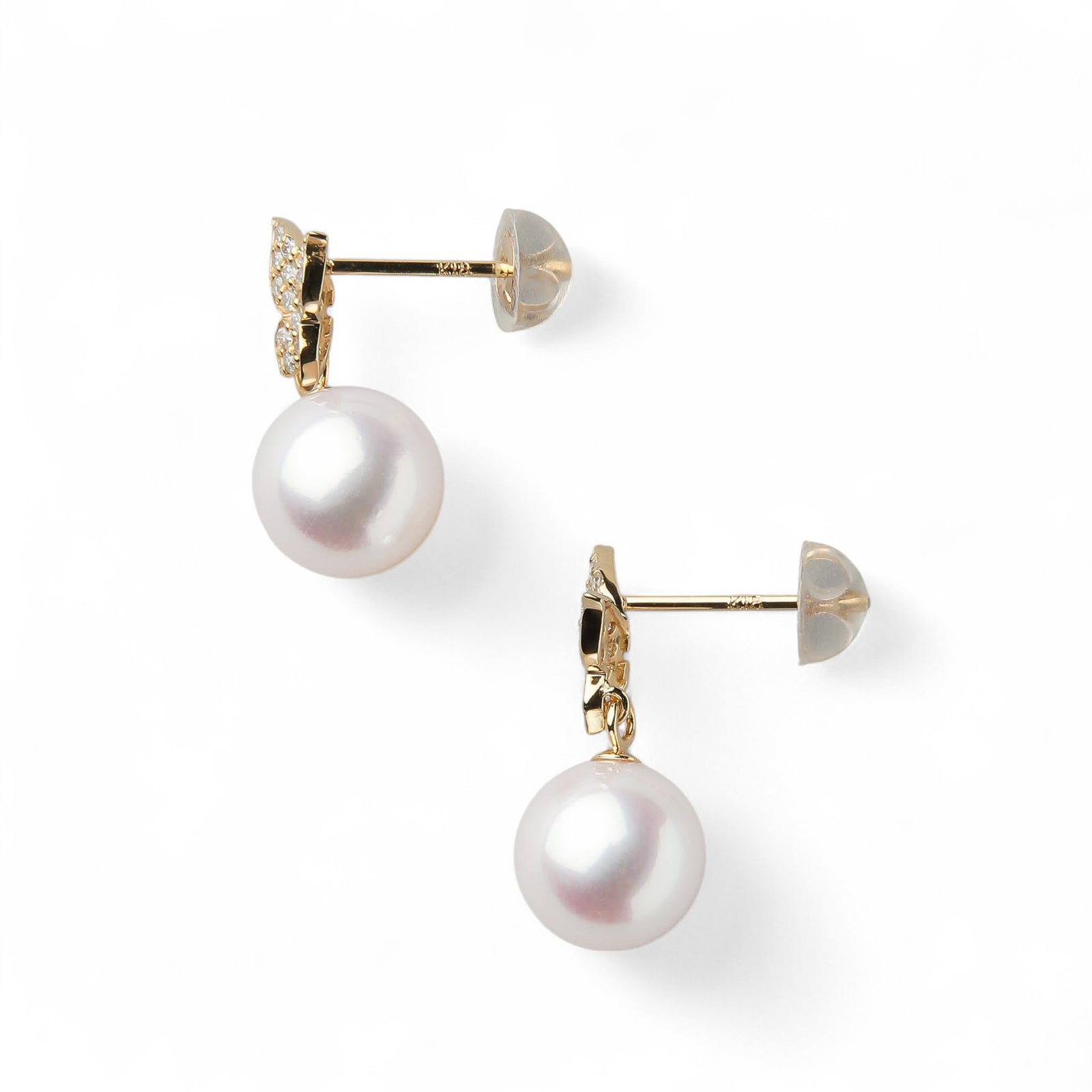 petit amie あこや真珠 蝶 ピアス　7.5-8.0mm K18YG