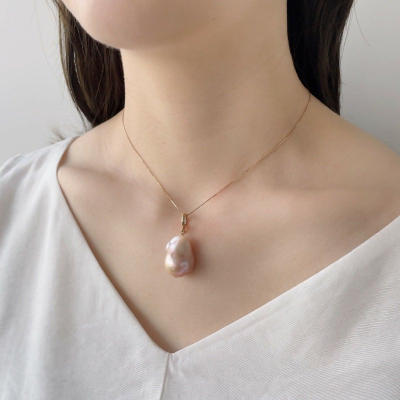 Unique+ 淡水真珠 クリッカー/ペンダントトップ　15mmUP K18YG オイスターバロック