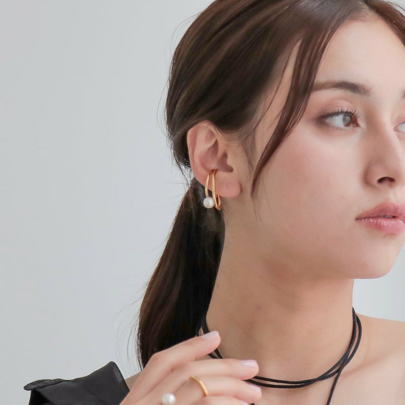 Supple あこや真珠 ウェアリング イヤーカフ(両耳)　7.5-8.0mm SV925 GP