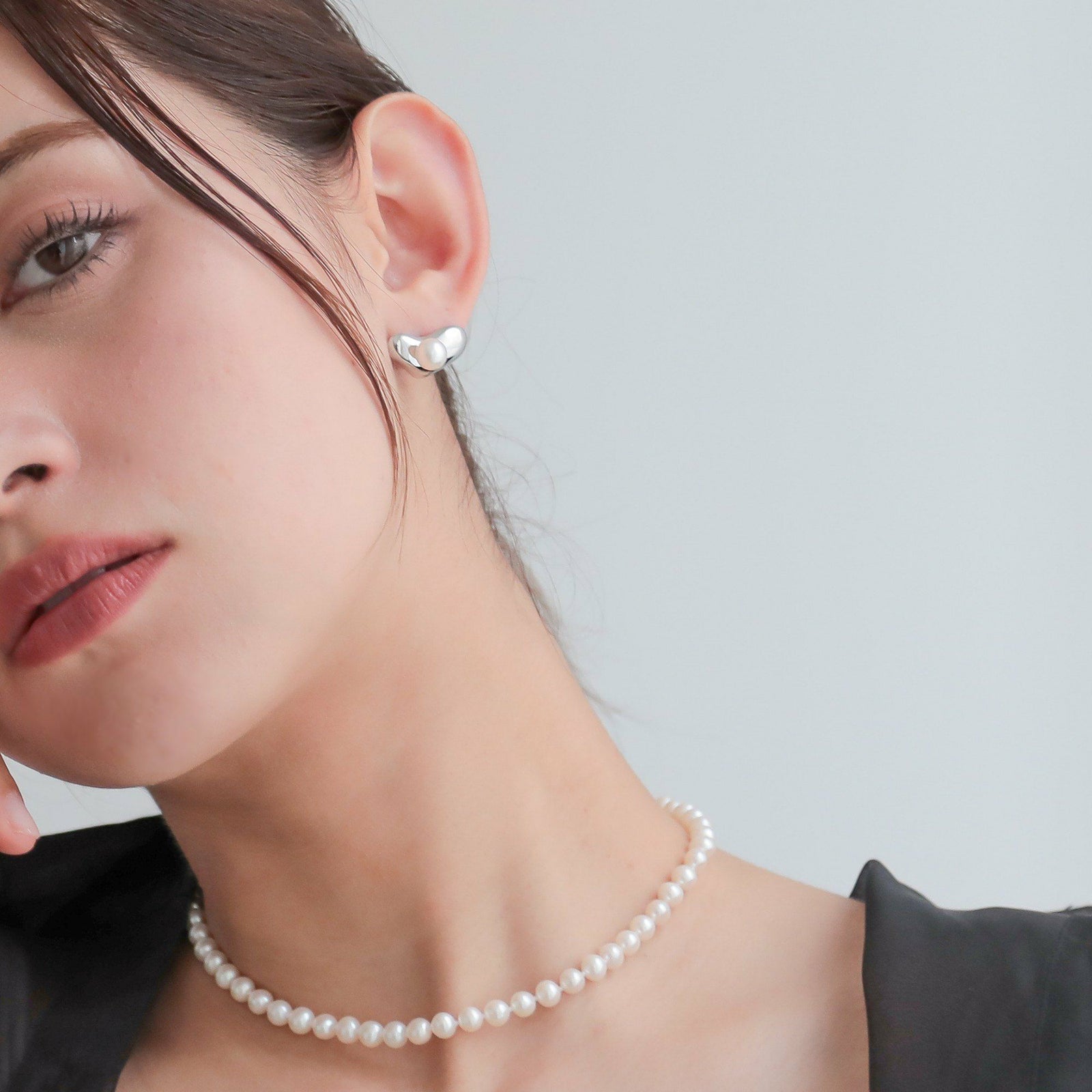 Supple あこや真珠 ハートピアス　7.0-7.5mm SV925