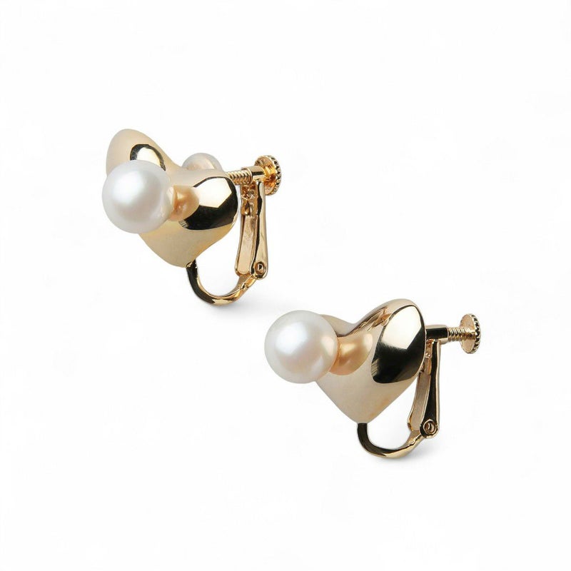 Supple あこや真珠 ハートイヤリング　7.0-7.5mm SV925 GP